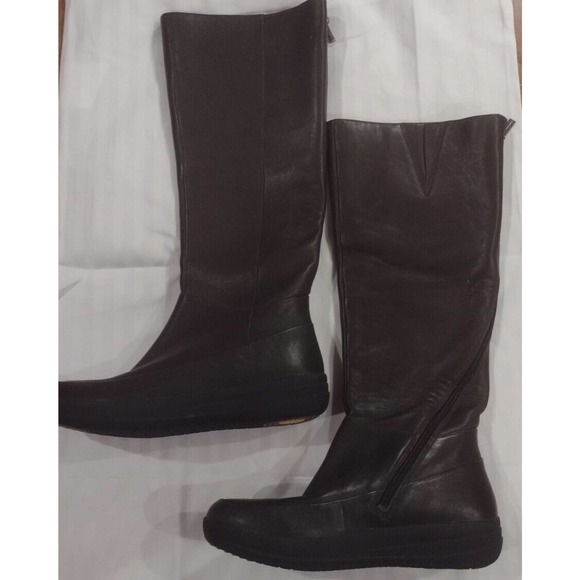 Fitflop Womens FF-Lux Full Zip Knee-High Leather Boot Shoes, Dark Brown, US 5 - Picture 1 of 3